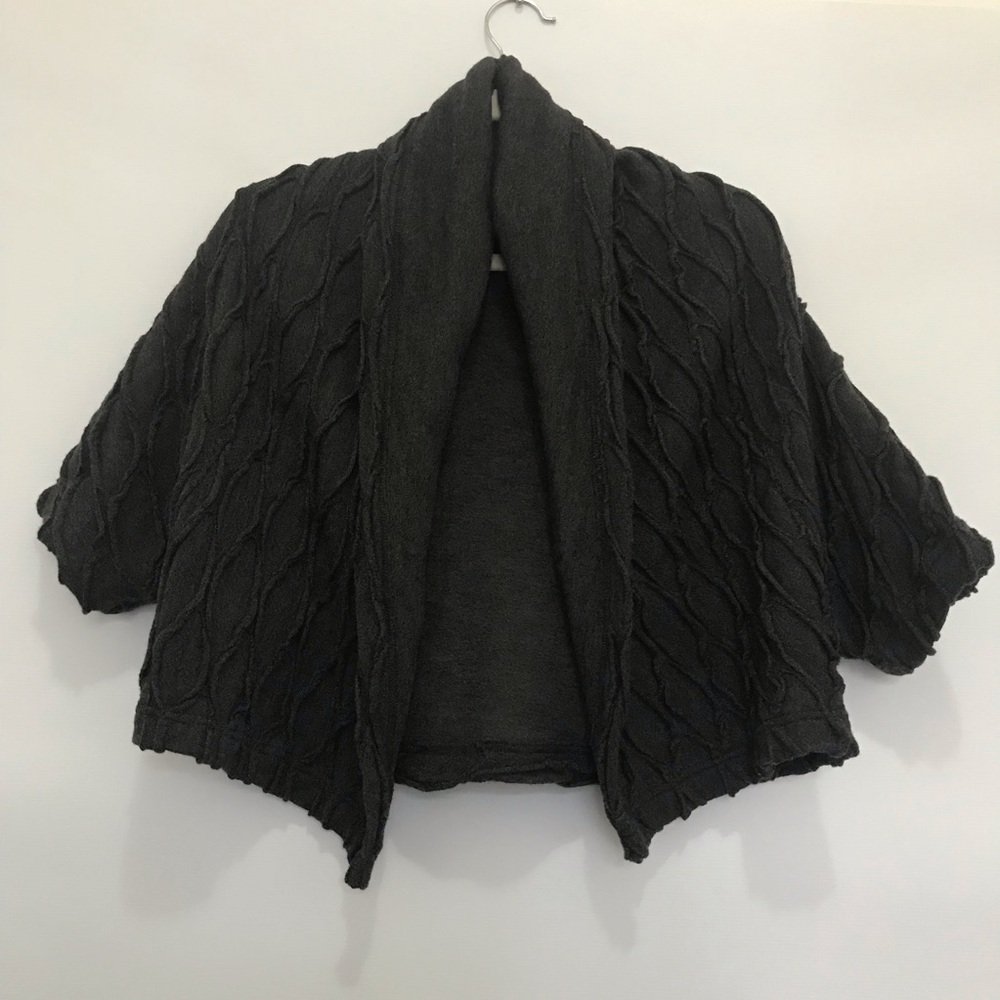 Oska Open-Front Cable Knit Cardigan Sweater - Charcoal Size 3/ 14